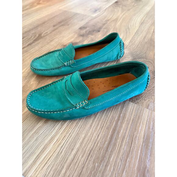 Mercanti Fiorentini Teal Nubuck Leather Driving Moccasins - size 9 - V10 - Picture 1 of 11